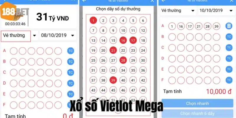 Xổ Số Vietlot - Cơ Hội Kiếm Tiền Bạc Tỷ Hấp Dẫn Tại 188Bet Trúng thưởng cực khủng với xổ số Mega 6/45 và 6/55.